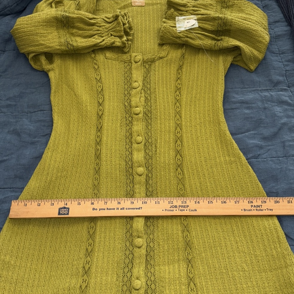 Free People Jules Mini Shift Dress NWT Color Golden Lime - Picture 5 of 10